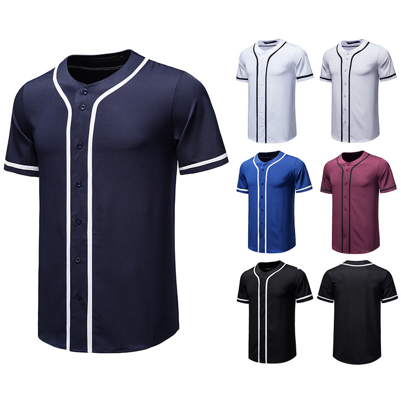 Felpa da baseball nuova estate 2021 T-shirt casual da uomo slim fit a maniche corte_voghion.com