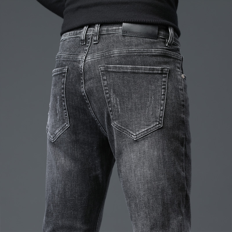 2023 primavera y otoño nuevos pantalones vaqueros delgados para hombres estilo coreano delgado elástico urbano suelto recto tendencia pantalones