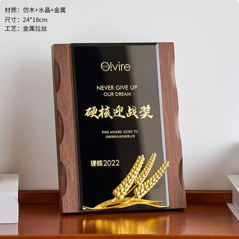 Trofeos de cristal medalla personalizada madera sólida creativa certificados de recuerdos franquiciados placas de honor placa conmemorativa de autorización