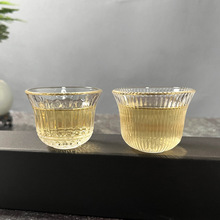 小茶杯品茗杯水晶玻璃小酒杯竖纹玻璃果酒杯子家用清酒杯酒具茶具