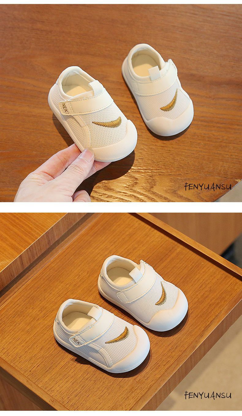 Babyschuhe, Kleinkindschuhe, Frühlingsnetzschuhe, weiße Jungenschuhe gegen Stürze, weiche Frühlings- und Herbstsohlen, 2 Einzelschuhe für weibliche Säuglinge, 1 Jahr alt_voghion.com