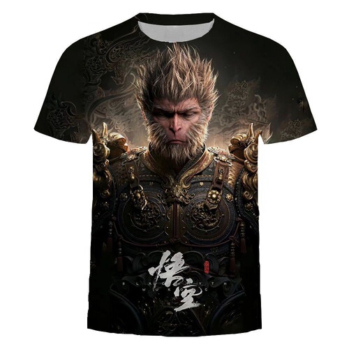 Black Myth Wukong Game Summer Loose American Style Men's 3D T-Shirt