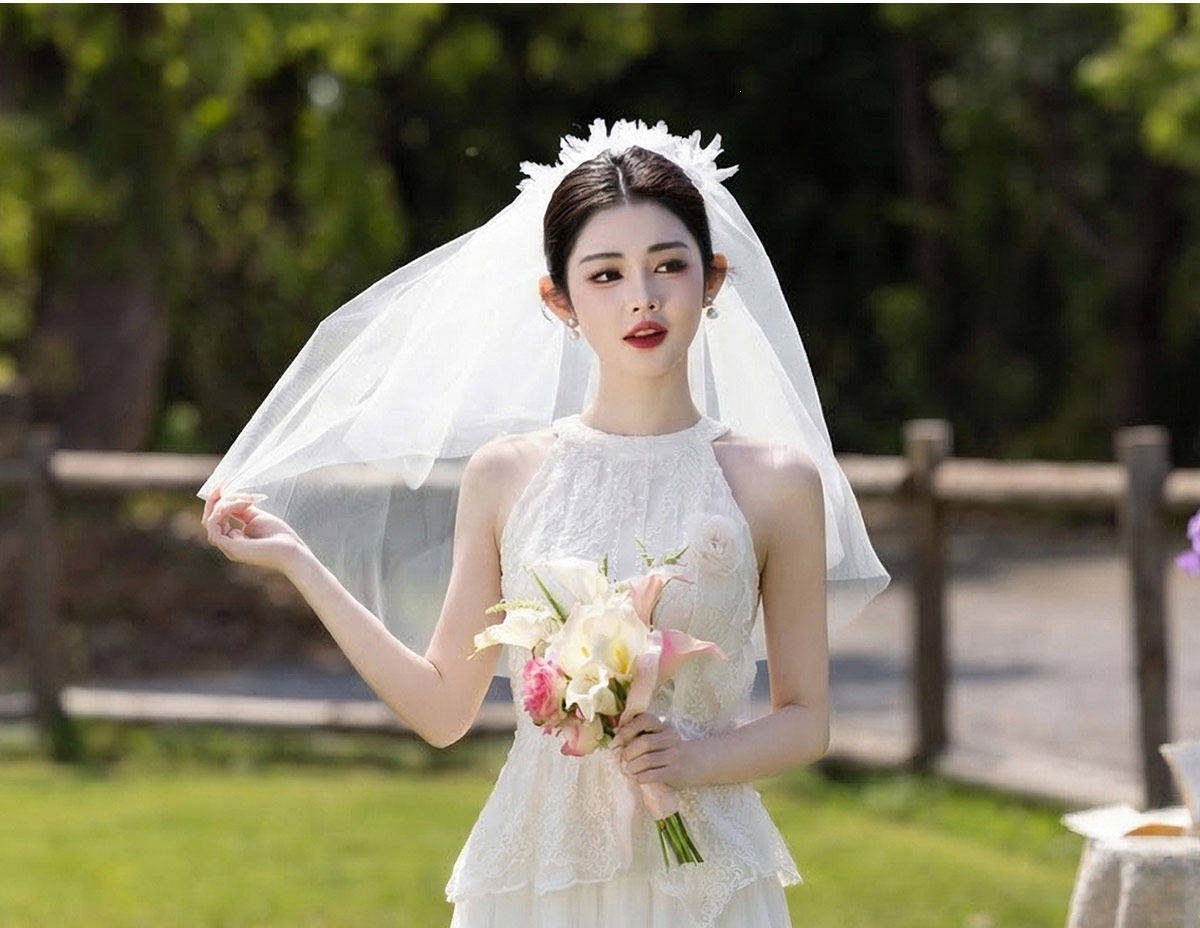 Đầm trắng dáng suông midi cổ yếm tay không – váy cưới đơn giản đi đăng ký kết hôn mùa hè — Trắng chi tiết 5