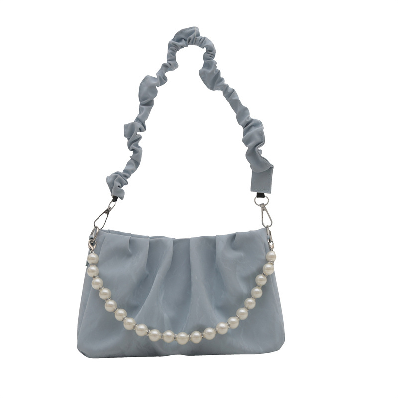 2024 nuevo bolso de mano de cadena de perlas nicho diseño plegable bolso de nube debajo de la axila red de marea roja bolso de mochila