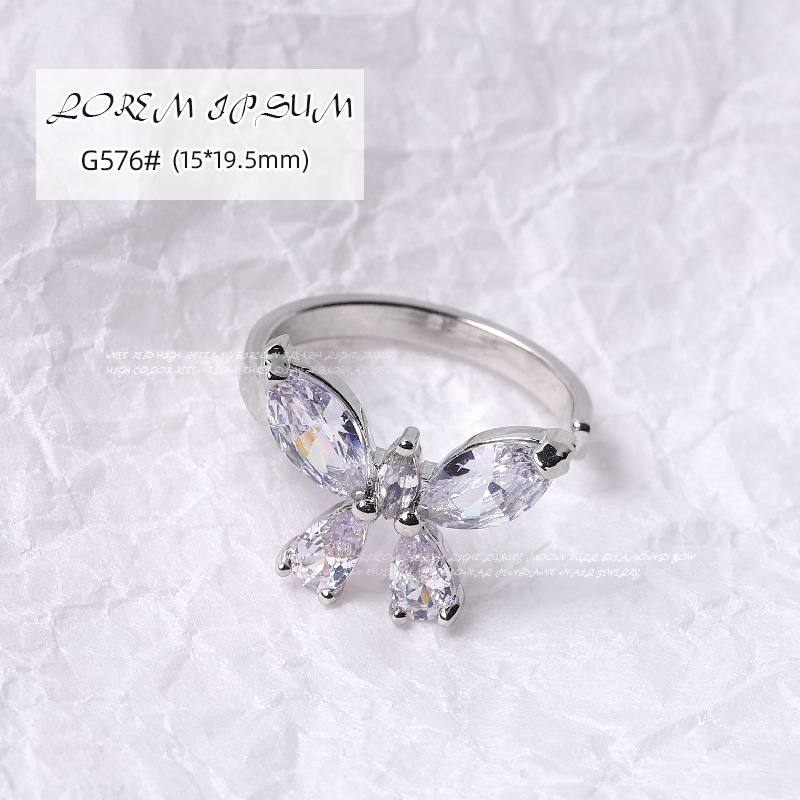 Nueva celebridad de internet luz de lujo circón amor super flash perla mariposa colgante cadena de uñas estrella de plata diamante conejo pequeño diamante image 22