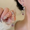Silver needle, fashionable advanced universal earrings, flowered, bright catchy style, high-quality style, wholesale