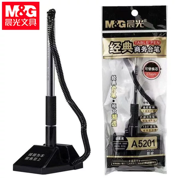 Morning&Light A5201 Business Desk Pen Bank Office Desktop Fixed Pen Black Ink Pen Signature Pen Front Desk Sticky Pen