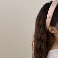 New Korean-style satin hair tie with five-pointed star water cut hairband, thick hair tie for hair styling, makes face look smaller and high forehead, simple hair accessory