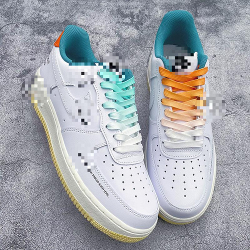 Baojie adapts to AJ1 Air Force One af1 men's white green orange mint green orange gradient white shoes with laces for women