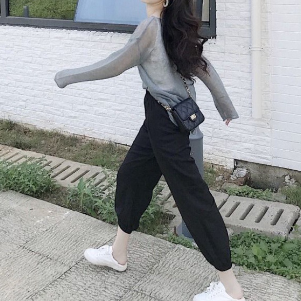 夏季套装女2024新款女防晒衣长袖时尚学生女休闲宽松哈伦裤三件套