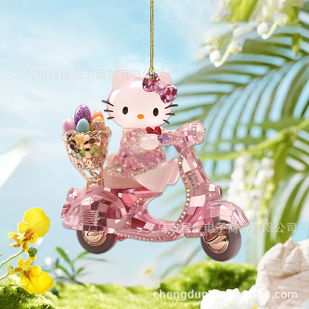 Día de San Valentín transfronterizo paseo eléctrico lindo gato Sanrio lindo rosa acrílico 2D colgante plano