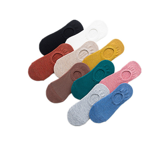 Women's Spring and Summer Thin Silicone Non-Slip New Color Cotton Low-Cut Short Socks for Women, Boat Socks with No Falling Soles and Invisible Socks