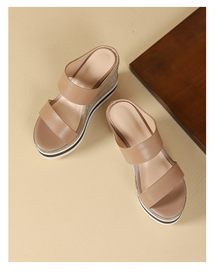 Sandal cao gót nữ đế xuồng 10 cm, hở mũi, phong cách mùa hè — đen chi tiết 14
