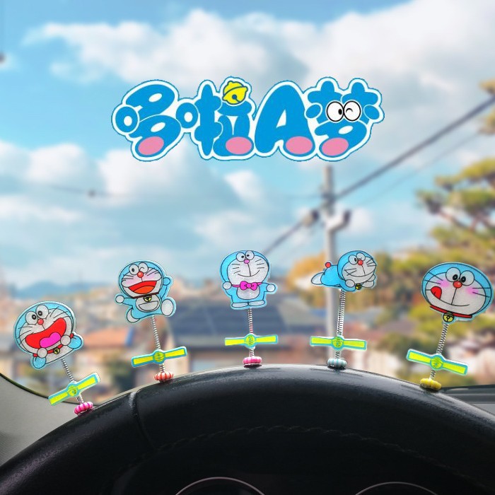 [Diversión infantil] Cute Doraemon dibujos animados adornos de coche sacudiendo la cabeza accesorios de coche Doraemon Dingdong Blue Fat