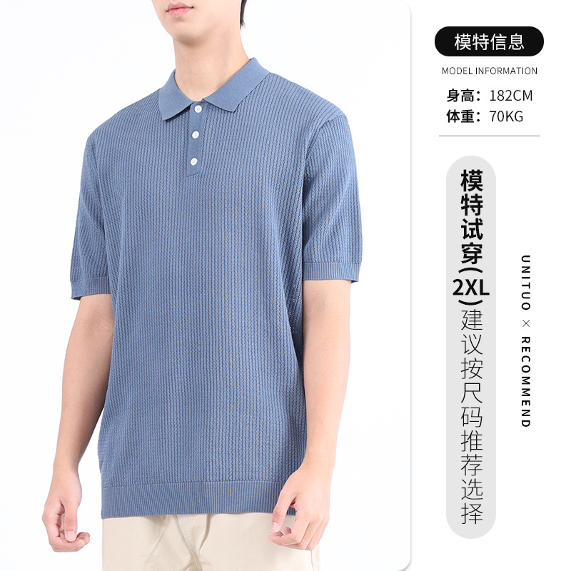 Camiseta de polo de verano hueco transpirable de hombre camiseta de alto nivel de sentido de la solapa de negocios Paul hombre de mangas cortas image 10