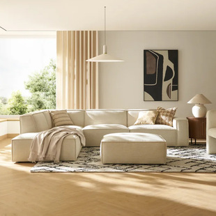 Italian Normcore Module Living Room Combination Sofa Scandinavian Straight Row Small Apartment Cotton and Linen Fabric Tofu Block Popular Sofa