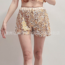 2025新款时尚重工钉珠短裤松紧腰百搭刺绣亮片短裤外穿夜店表演裤
