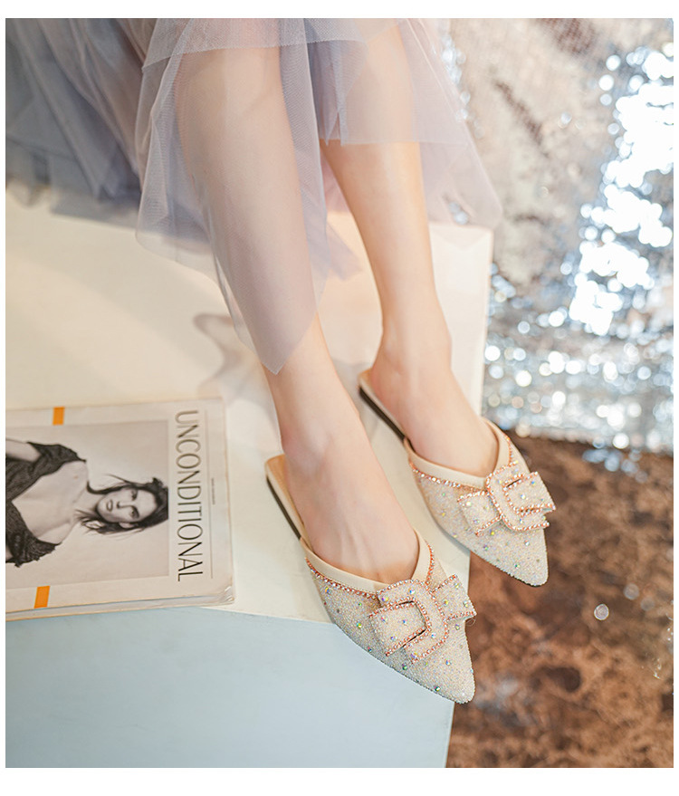 2023 spring and summer new outerwear all-match net red low-heeled sandals pointed toe Muller drag_voghion.com