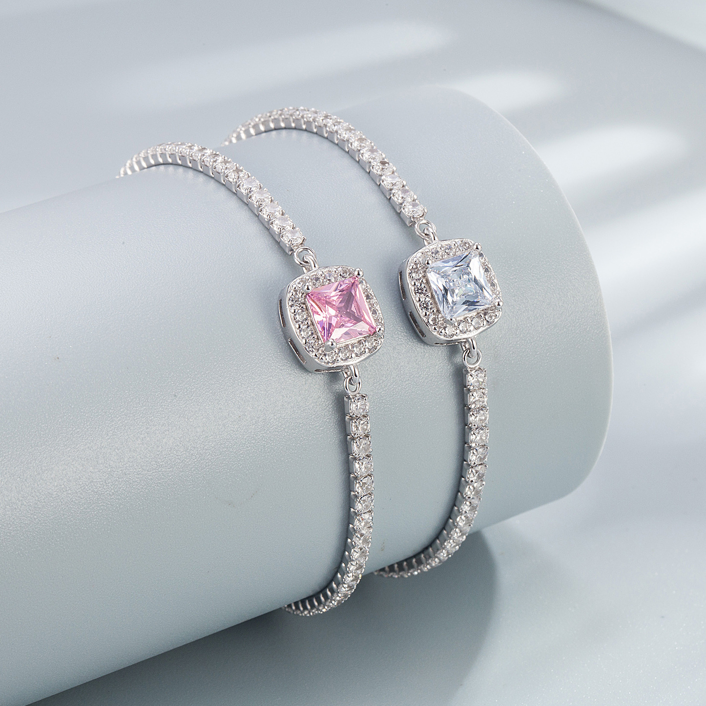 1g Weight Zircon Inlay Material Jewelry Set Classification Jewelry Set Quantity Daily Occasion 925 Sterling Silver Material Geometric Pattern Women's Gender Elegant, Simple Style Style Sterling Silver S925 Pink Square Jewelry   Necklace Ear Stud Ring Silver Jewelry Set 2
