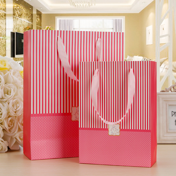 清新条纹服装面膜手提袋 包装袋礼物袋节日礼品袋化妆品纸袋收