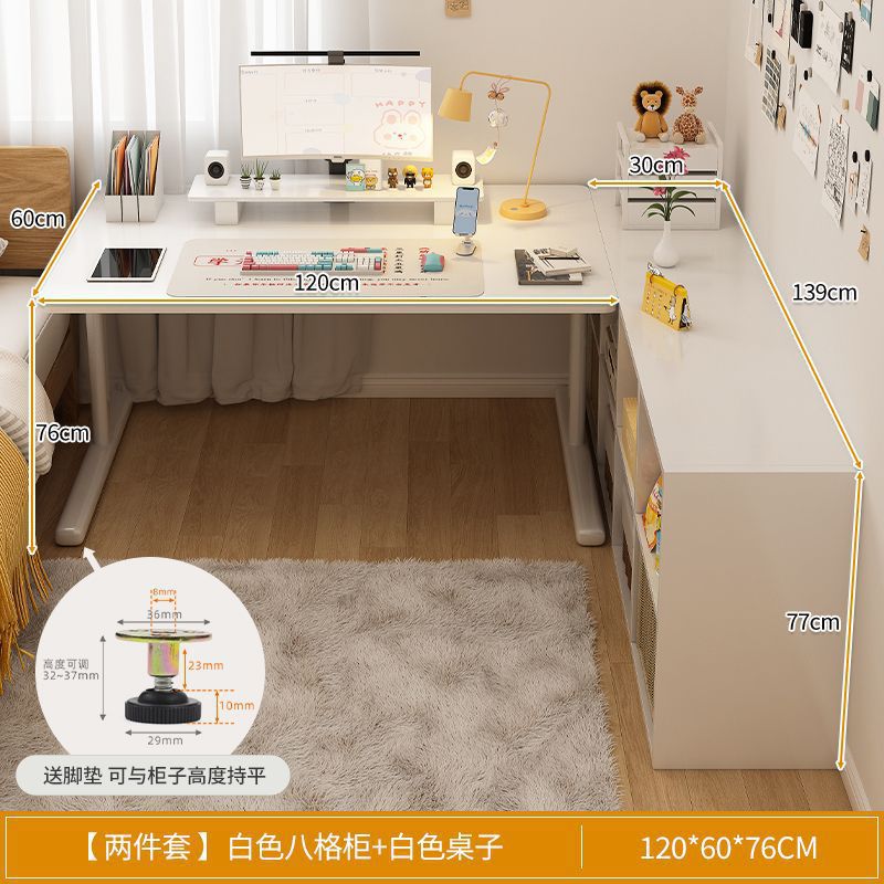 Escritorio de computadora, escritorio, estantería, escritorio en casa para estudiantes, escritorio de oficina de aprendizaje para niños, dormitorio en forma de L, niñas