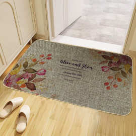 k216-242亚麻地垫门口脚垫子入户门地垫防滑耐脏新款玄关橡胶加厚