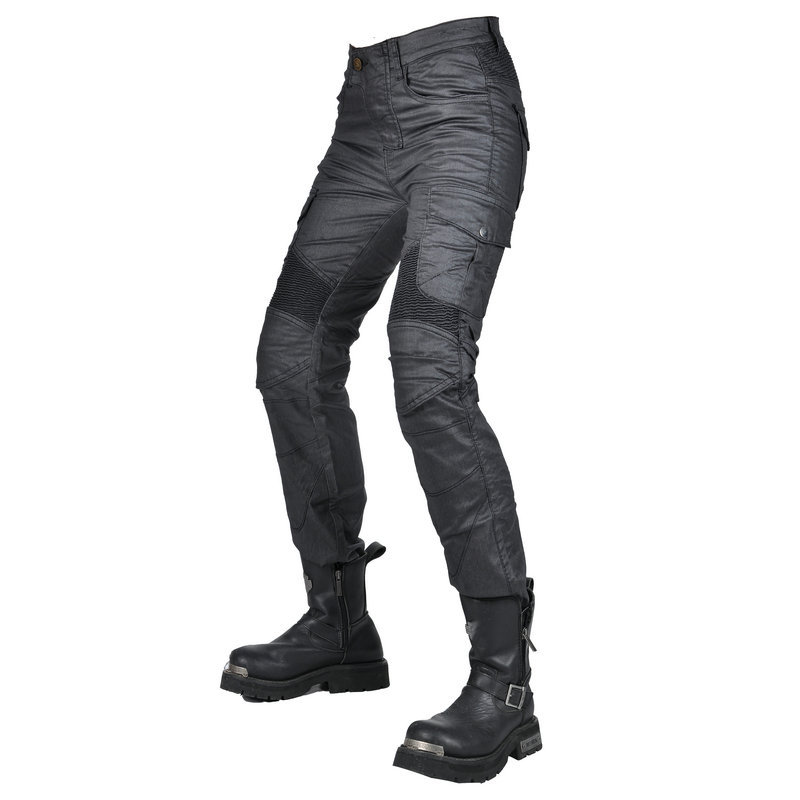VOLERO woradium Gong pantalones vaqueros de la motocicleta de las mujeres de la vendimia pantalones de motocicleta multi-bolsa de herramientas casuales pantalones de montar