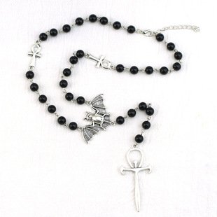 European and American cross-border new vampire necklace bat cross short sword Gothic style Halloween essential jewelry