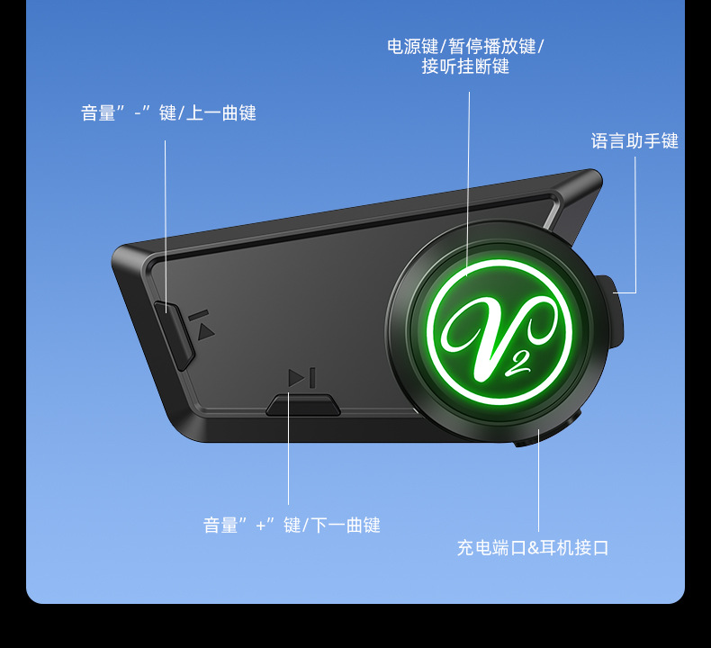 New Cross-Border Model Launches: Motorcycle Dual-Intercom Waterproof Noise-Canceling Helmet Bluetooth Headset with Soft and Hard Cable Options
