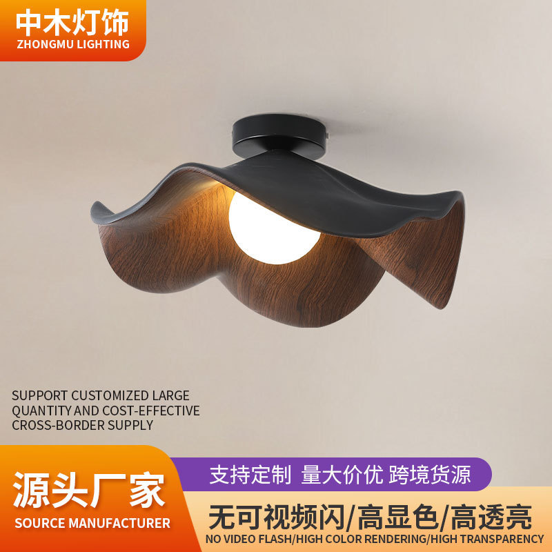 Aisle Light, Ceiling Light, Nordic Simple Style Entrance Light, Antique Style Balcony Light, Creative Retro Wood Grain Led Light