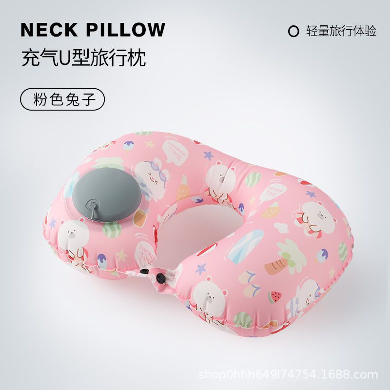 Almohada inflable, almohada para el cuello portátil de viaje, almohada en forma de U inflable, almohada para el cuello de tres tesoros de viaje, almohada para el avión