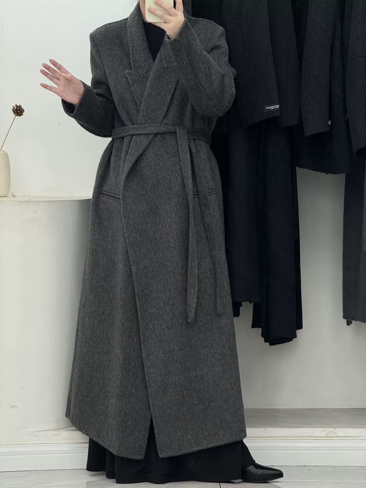 Long suit, double-sided cashmere bathrobe, woolen woolen coat