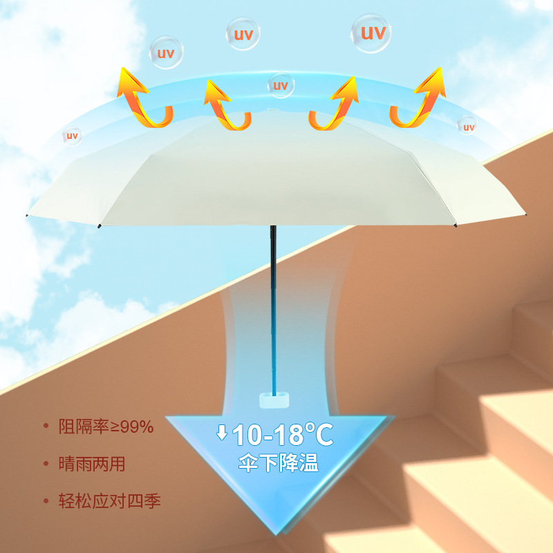 Mini plana seis paraguas de sol plegable protección solar paraguas de protección UV mujer publicidad personalizada pequeño paraguas de cápsula portátil