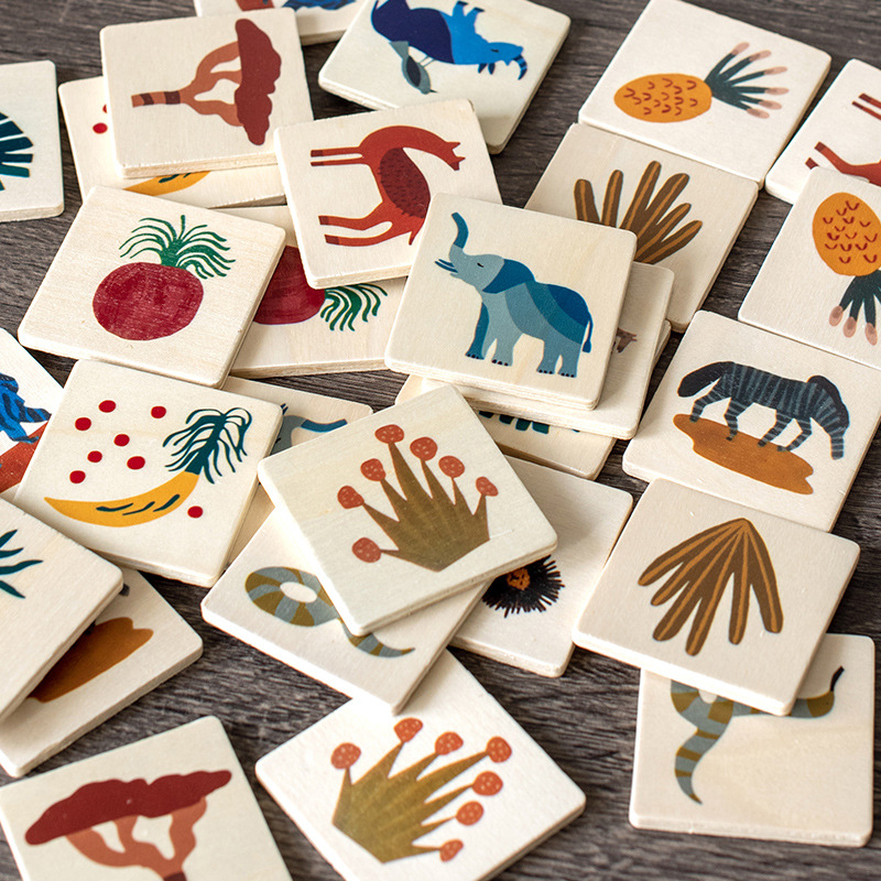 Wooden Montessori early education children's animal card game exercise thinking logic ability memory board game educational toys