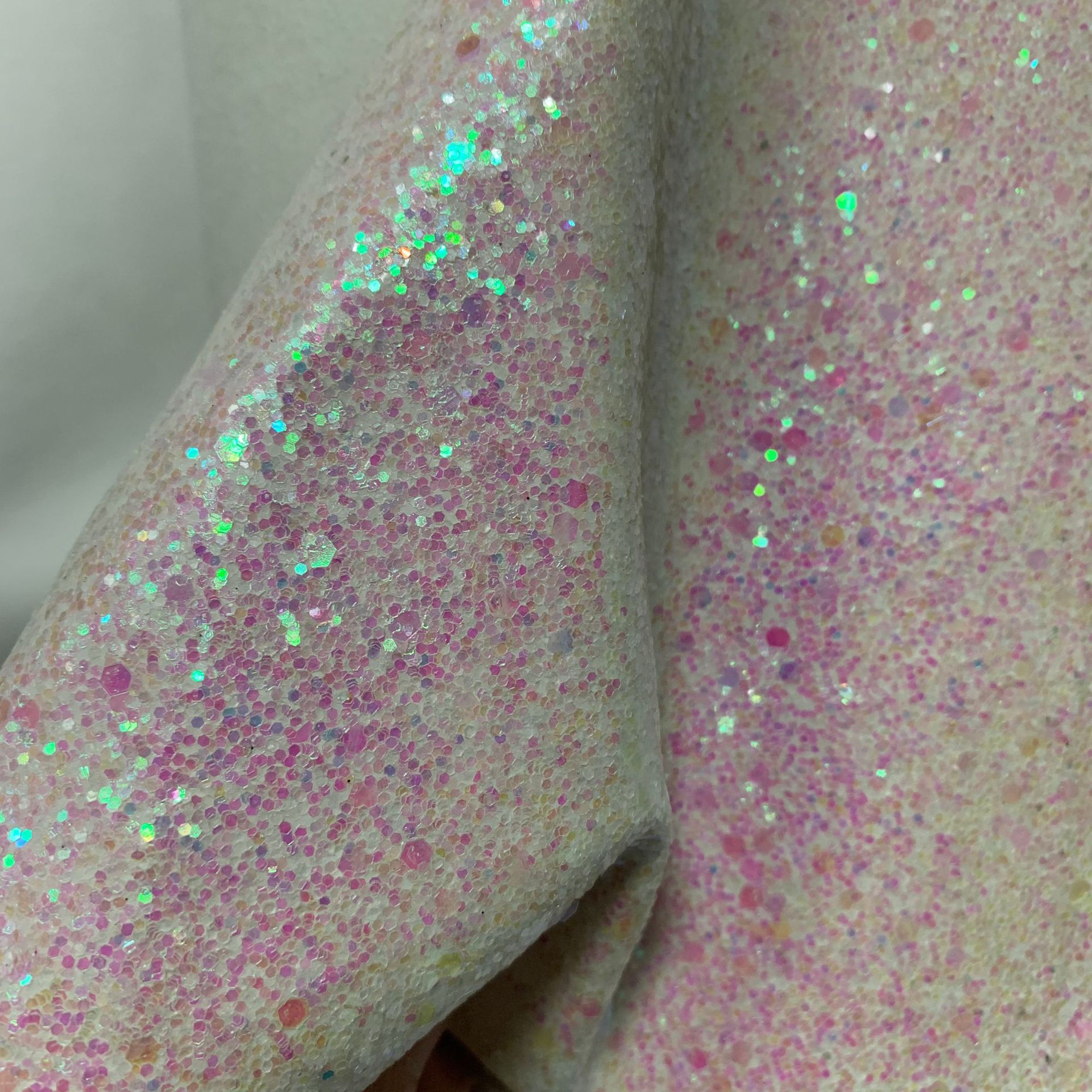 Large and small pieces of coarse pink Gretel glitter sequin Gretel…
