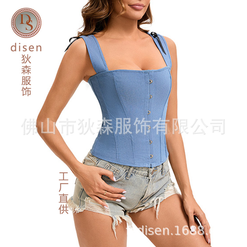 Top Corsé Moldador Estilo Mezclilla de Poliéster Reductor de Abdomen