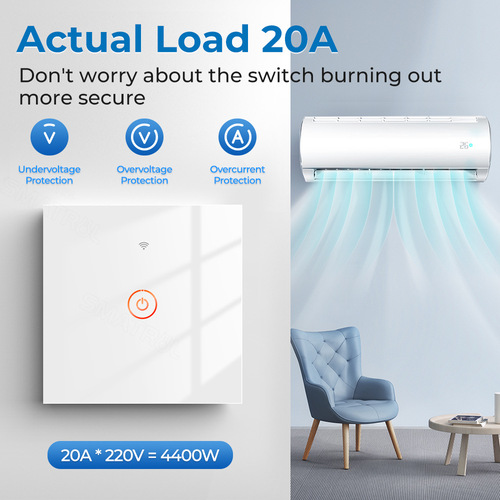 Tuya Smart Home 20A High Power Relay WiFi Touch Switch APP Timing Voice Control Switch