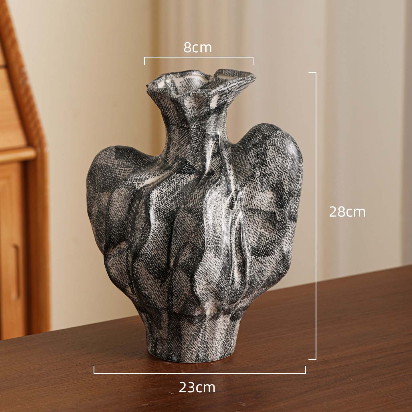 高級感のある新中式レトロな青花磁器、氷割れ模様の緑の花柄花瓶、フラワーアレンジメント、リビングルーム、玄関の装飾品