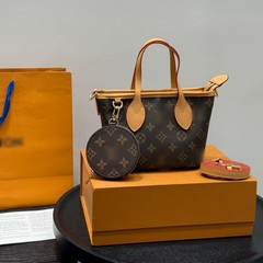 跨境新款超迷你NEVERFULL BB购物袋老花托特包子母包女包一件代发