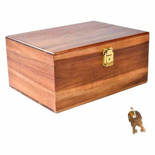 Solid Wood Storage Box Set, Flip-Top Double-Layered Wooden Pallet, Cigar Wood Box, Acacia Wood Jewelry