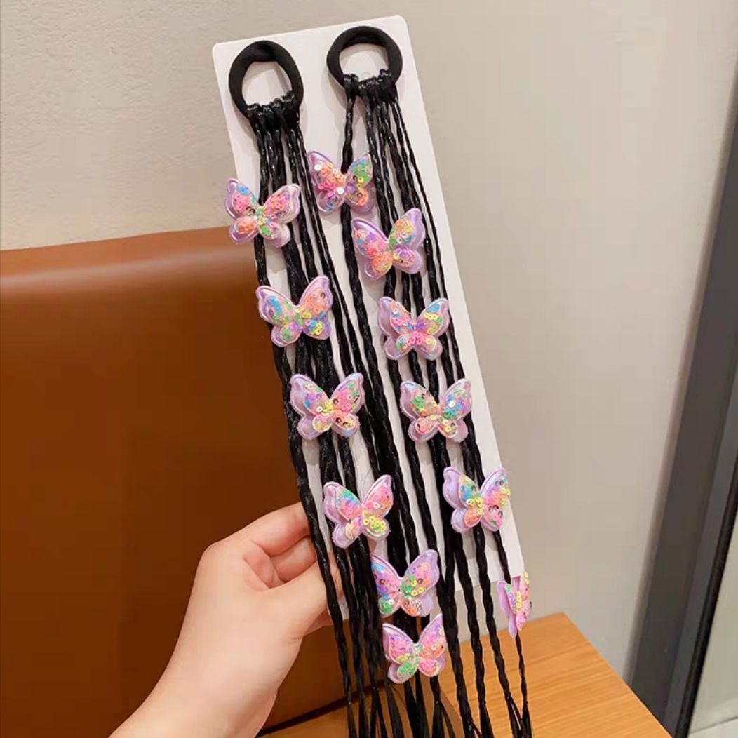 Princesa de nieve para niños peluca trenzada anillo de cabello de cola de caballo alta trenzada cabello de boxeo dulce y fresco trenzado