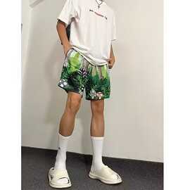 2025美式复古网眼休闲短裤男ins潮牌街头宽松不过膝运动三四分裤