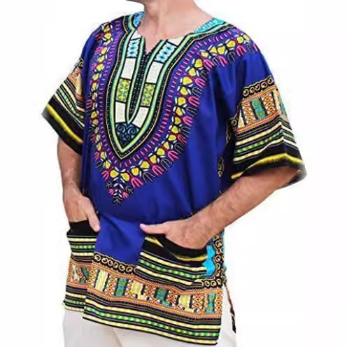Amazon Raanpahmuang New Product Dashiki Xiji Clothing Men's European and American African Short-Sleeved Shirt Amazon Raanpahmuang New Product Dashiki Xiji Clothing Men's European and American African Short-Sleeved Shirt
