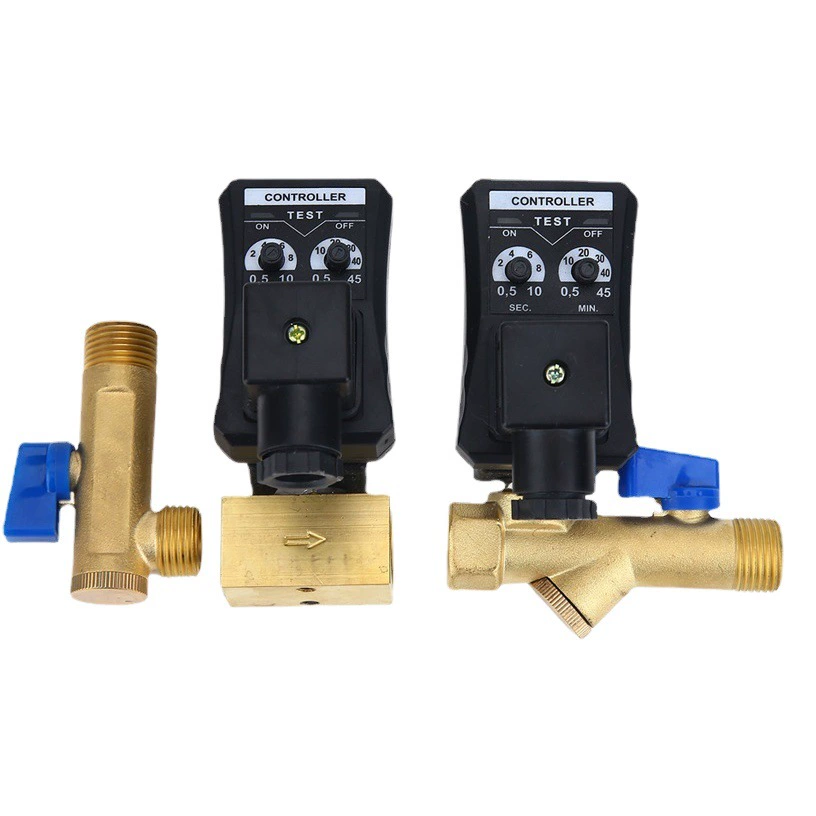 Автоматический электронный сливной клапан 4 точки Воздушный Компрессор Воздушный бак Автоматический выпускной электромагнитный клапан 220 В 16 бар 1/2