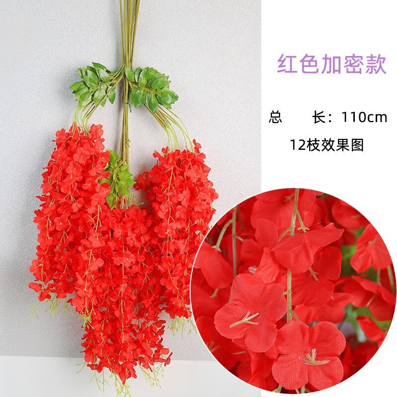 模擬藤の花ショッピングモールパーティー花結婚式の天井造園豆の花の壁家の装飾花びら造花ストリング|undefined