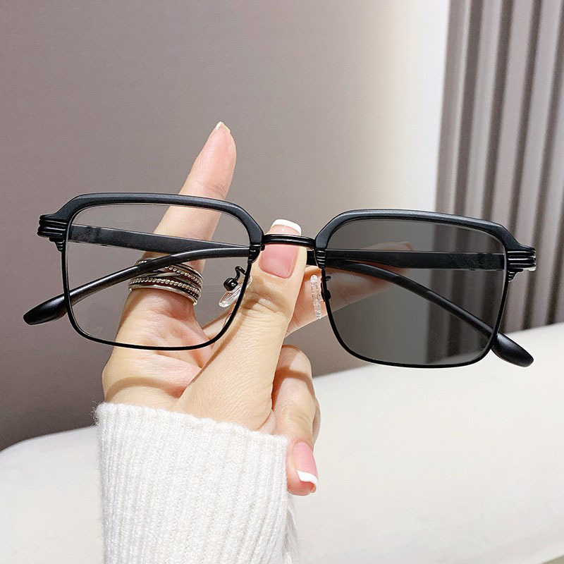 New ultra-light eye-protecting reading glasses unisex plastic-steel frame adjustable degree anti-blue light discoloration reading glasses