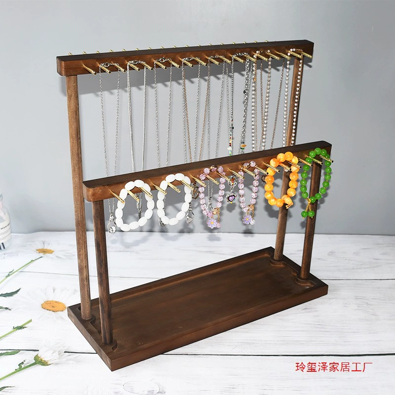 Вешалка для ожерелья цвета ореха, стеллаж для хранения браслетов, настольная подвесная цепочка для свитера, витрина для ожерелья