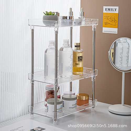Hot selling acrylic storage rack bathroom storage rack stainless steel toiletries storage rack cosmetics desktop storage