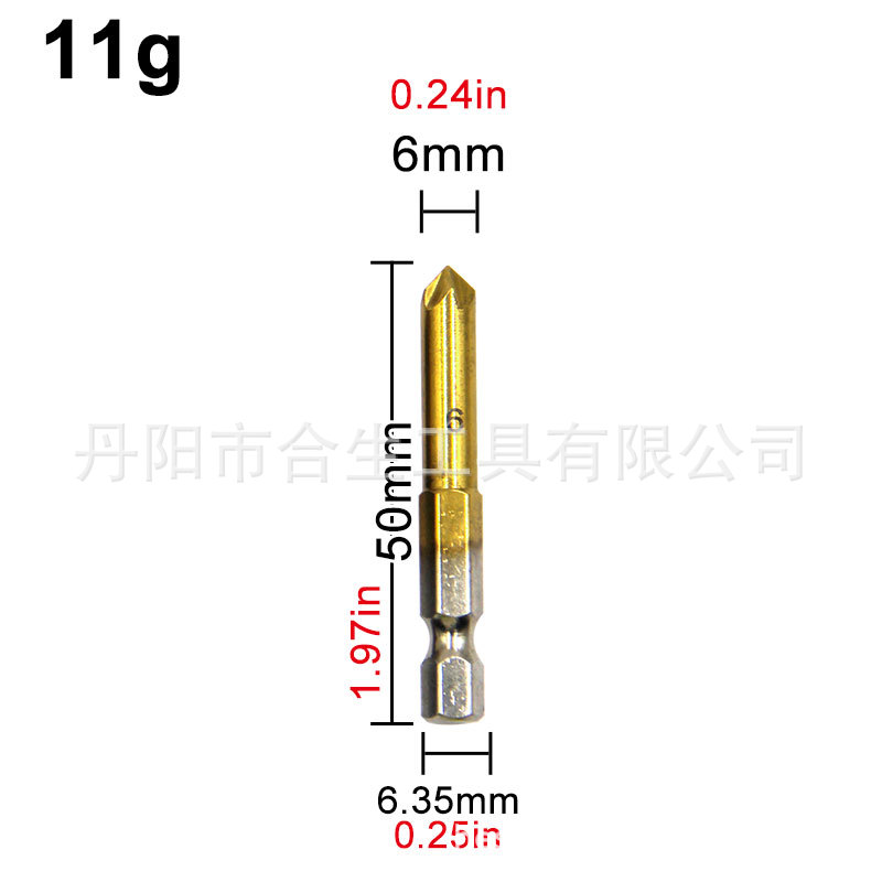 6 Unid mango hexagonal titanio plateado de cinco cuchillas cuchillo de biselado 3 Unid escariado biselado dispositivo 12mm16mm19mm carpintería taladro manga