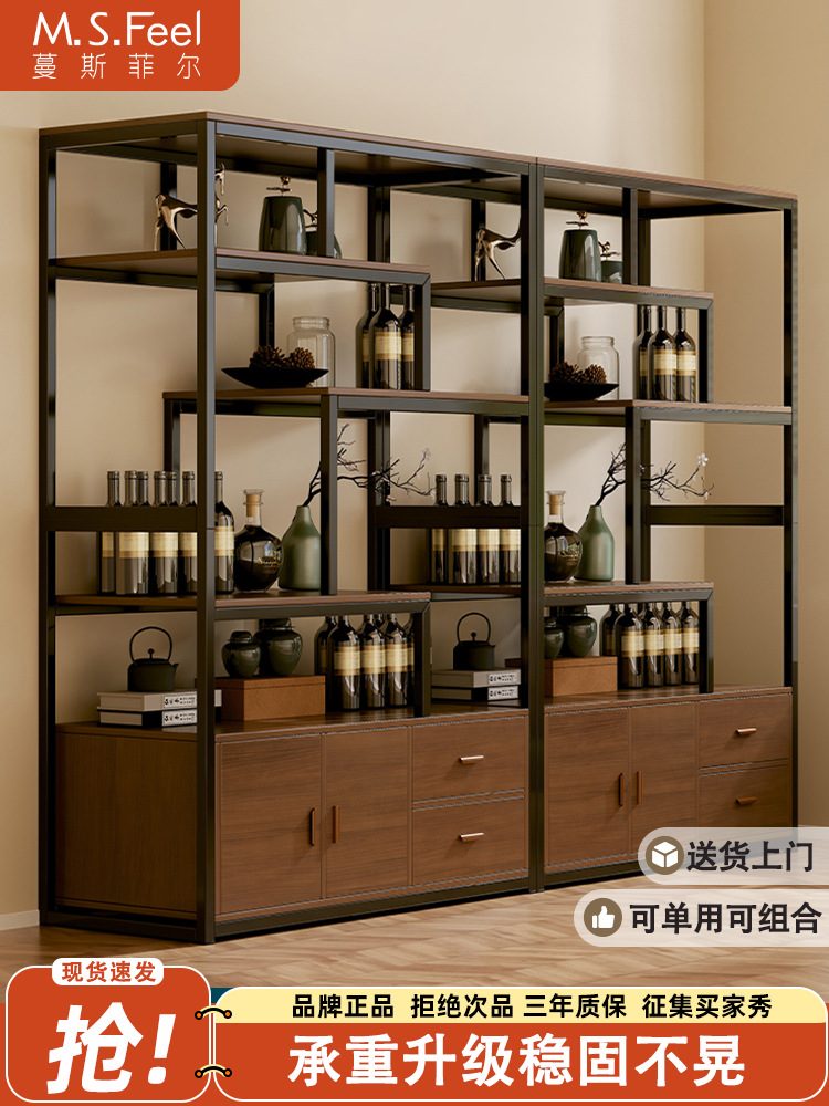 Wine Cabinet Against the Wall Living Room Display Cabinet Commercial Wine Rack 2025 New Home Cabinet Storage Cabinet Hotel New Chinese Style